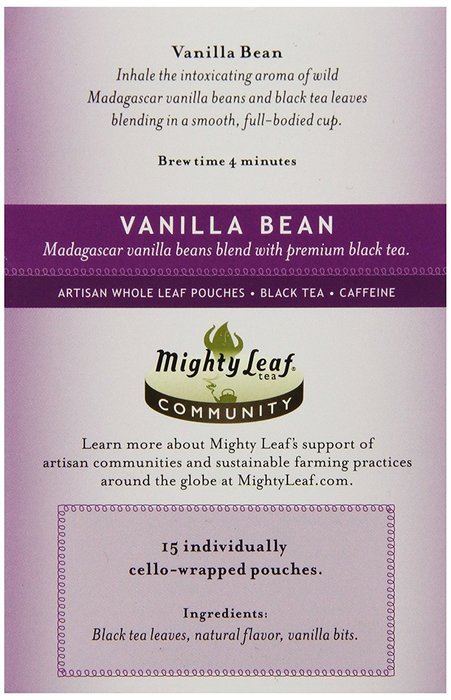 Mighty Leaf Black Tea, Vanilla Bean, 15 Pouches N3