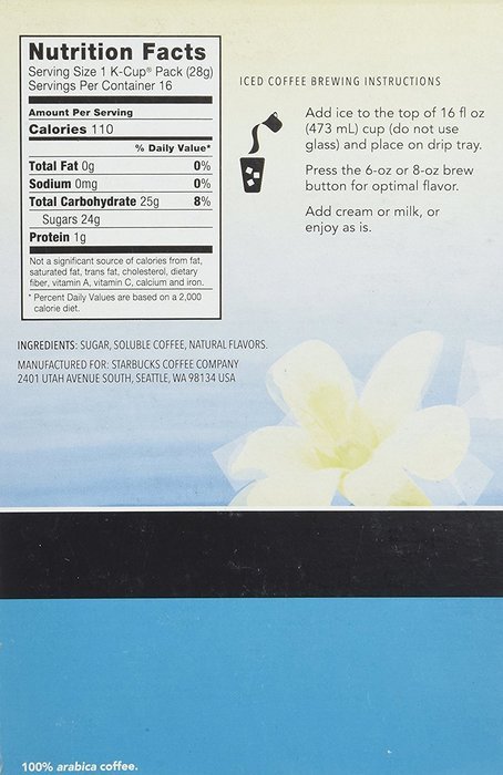 Keurig Starbucks Vanilla Sweetened Iced Coffee K-cup 16 Ct N4