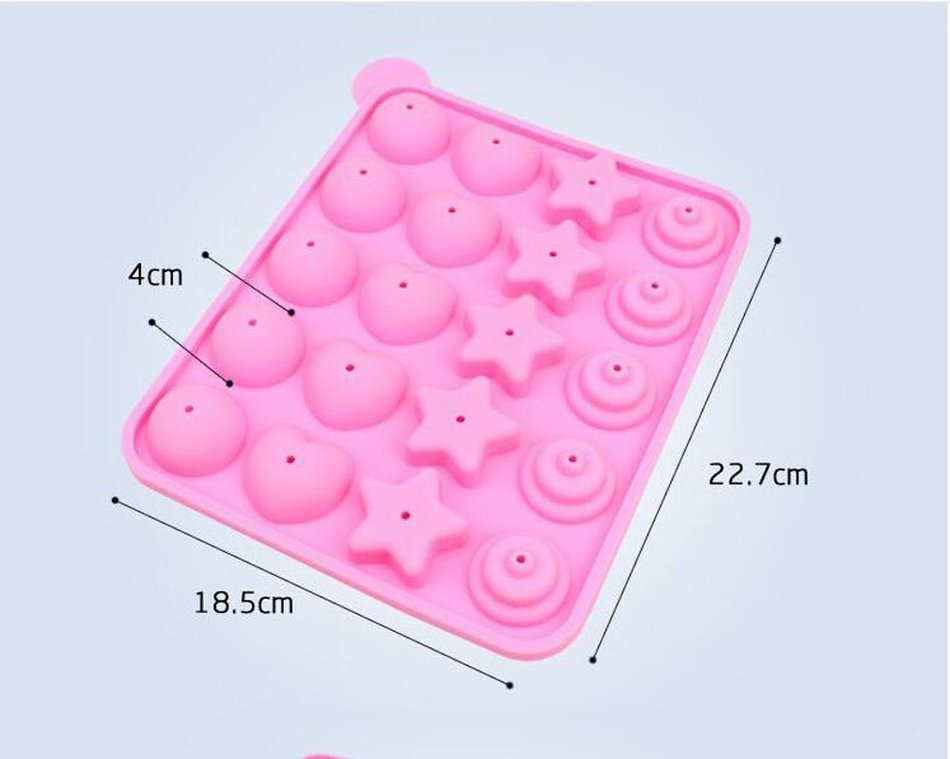 JLHua 20-cavity Silicone Cake Mold Half Circle Star Lollypop Party Cup Cake Baking Mold Cake Pop Stick Mold Tray N5