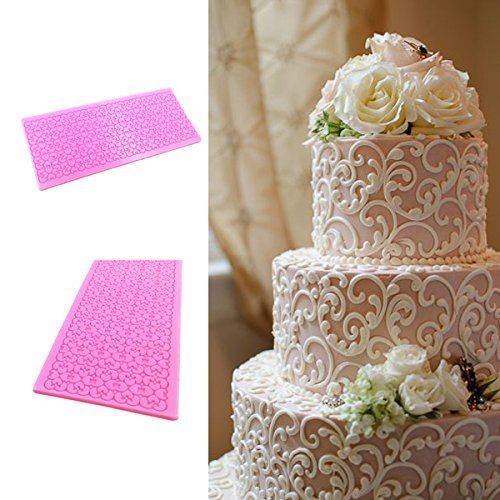 "Lace Bakeware Silicone Cake Mold Fondant Print Mould Decorating Tool" shopping N6
