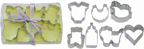 Miniature 7 Pc Tin Baby Cookie Cutter Set L1816