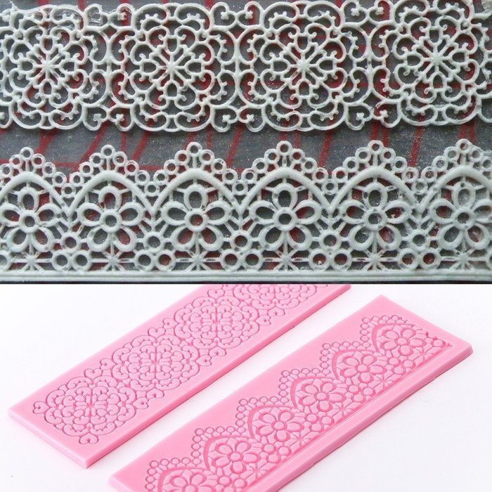 Lace 2pcs Silicone Mold Mould Sugar Craft Cake Fondant Cake Decorating Baking Tool #579 [version:x7.8] by DELIAWINTERFEL N11