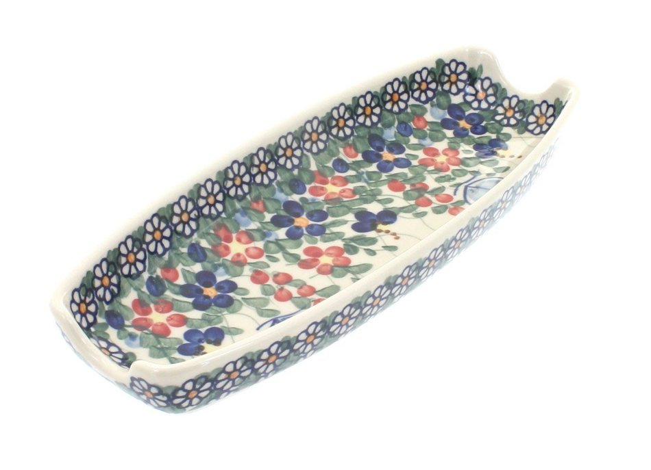 Polish Pottery Garden Butterfly Corn on the Cob Dish