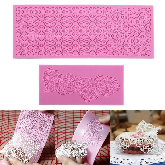 Lace Silicone Fondant Mold Wedding Cake Mould Decoration Baking Tool 5 Styles (Love Heart) N7
