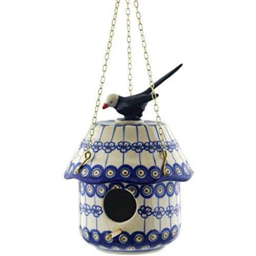 Ceramika Bona H0705H Polish Pottery Ceramic Birdhouse Hand Painted, 10-Inch
