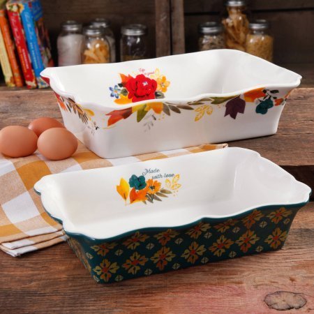 Timeless Floral Ruffle Top Baker Set by The Pioneer Woman, 2-Piece Baking Dish, 111265.02R