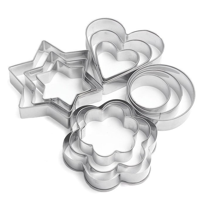 12Pcs Stainless Steel Cake Cookie Biscuit Egg Fondant Mould Mold Sugarcraft Cutter Cake Tools