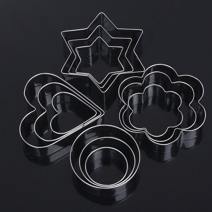 12Pcs Stainless Steel Cake Cookie Biscuit Egg Fondant Mould Mold Sugarcraft Cutter Cake Tools N7