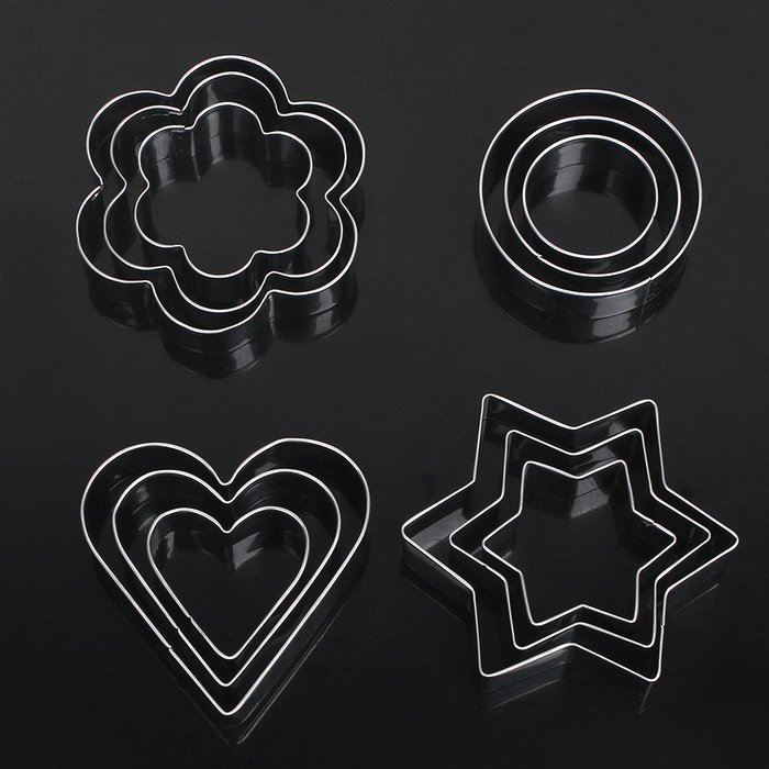 12Pcs Stainless Steel Cake Cookie Biscuit Egg Fondant Mould Mold Sugarcraft Cutter Cake Tools N9