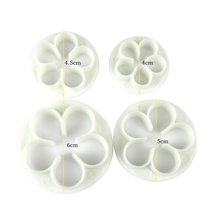 DUFUSTORE 4 Pcs Rose Flower Cake cookie Fondant Decorating Sugarcraft Cutters Tools N3