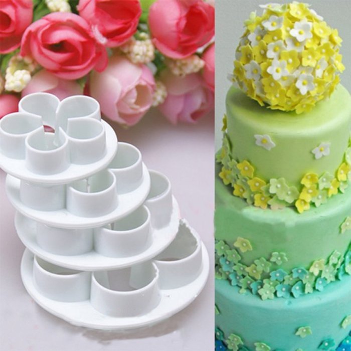 DUFUSTORE 4 Pcs Rose Flower Cake cookie Fondant Decorating Sugarcraft Cutters Tools N5