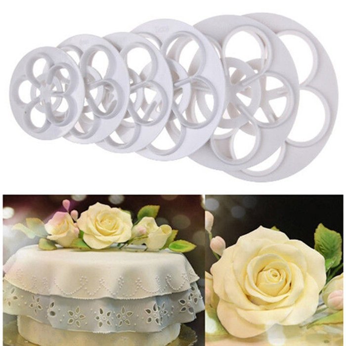 DUFUSTORE 4 Pcs Rose Flower Cake cookie Fondant Decorating Sugarcraft Cutters Tools N7