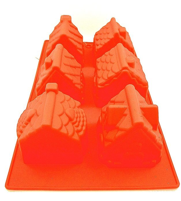 Holiday Time Village Cake Mold,silicone,6 Cavity N3