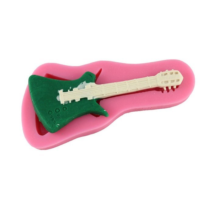 Yihuily Guitar Musical Silicone Mold for Cookie Buiscuit Baking Molds Fondant Cake Decoration Tool N2