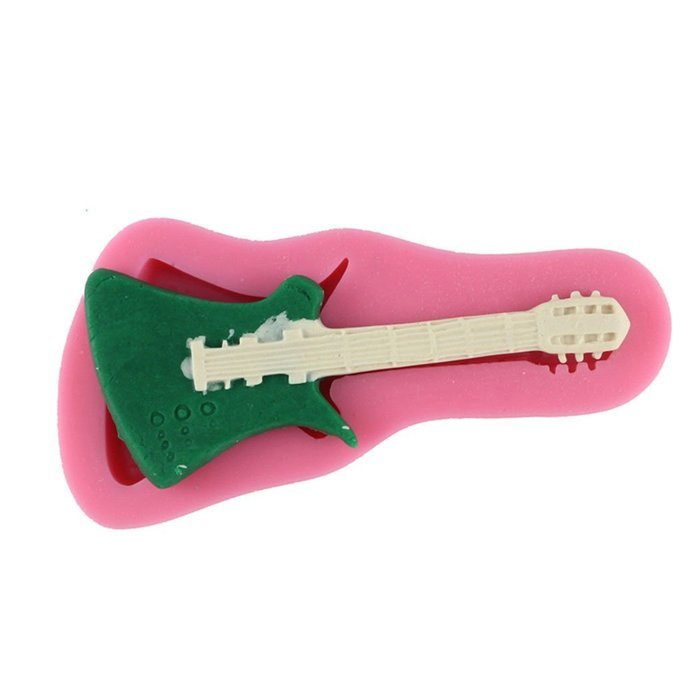 Yihuily Guitar Musical Silicone Mold for Cookie Buiscuit Baking Molds Fondant Cake Decoration Tool N4