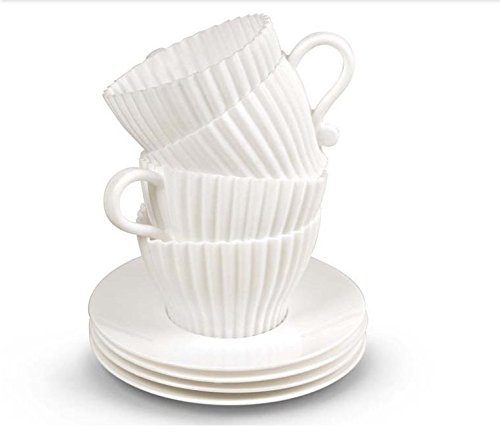OUMOSI 4PCS/set Silicone Cupcake Cups with Saucers Multifunction Cake Molds Cups Muffin Cups Cake Decorating Baking... N4