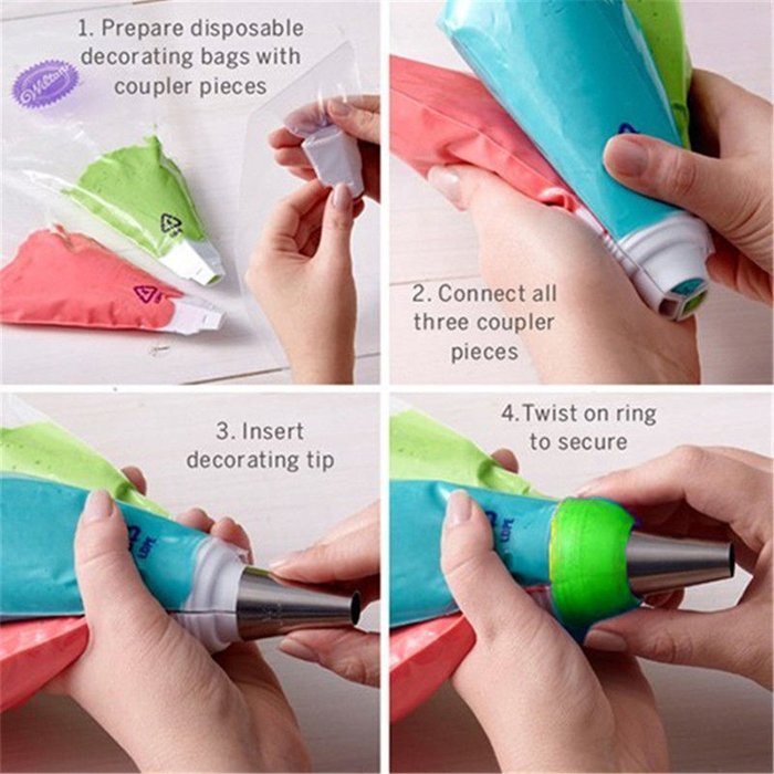 Yosoo Swirl 3 Color Coupler Decorating Tool Cake Tools Cupcake Fondant Cookie Cutters Icing Piping Cream Pastry... N4