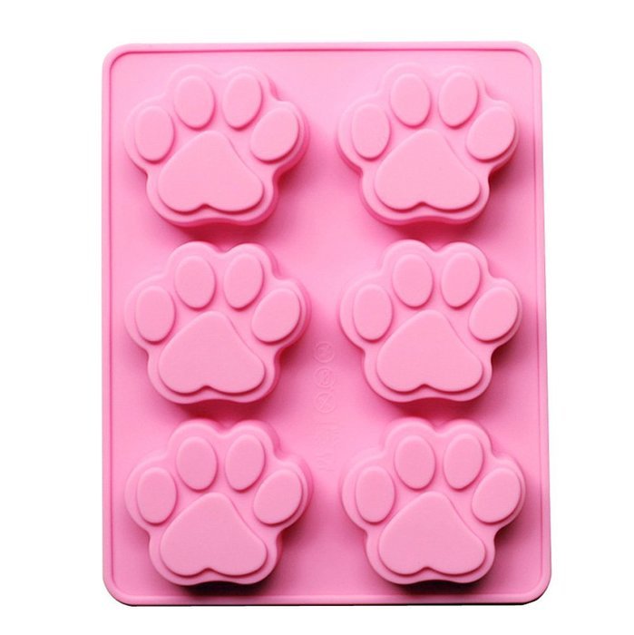 JLHua 2PCS 6 Cavity Paw Pan Baking Silicone Cake Mold Cookie Cutter Mold Pudding Mold Jelly Mold N2