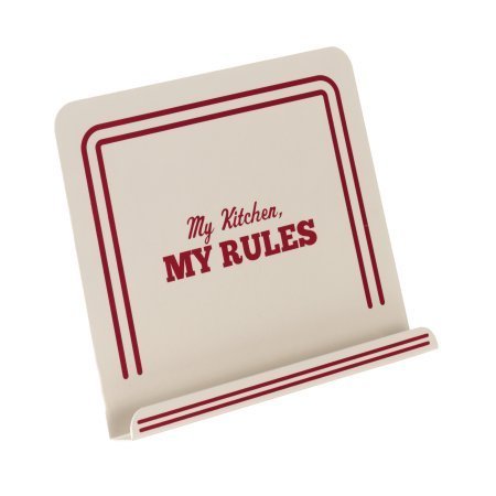 Cake Boss Countertop Accessories Metal Cookbook Stand with "My Kitchen, My Rules&rdquo; Decal, Cream