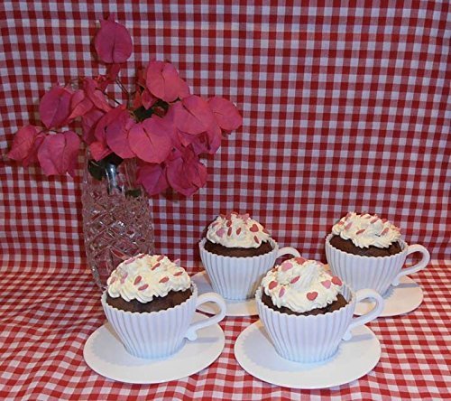 Saucers Teacup Mold (8pcs), Silicone Cupcake Cups Baking Cake Tea N5
