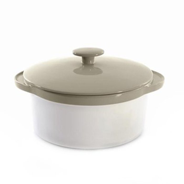 BergHOFF Eclipse Round Covered Casserole, White/Tan