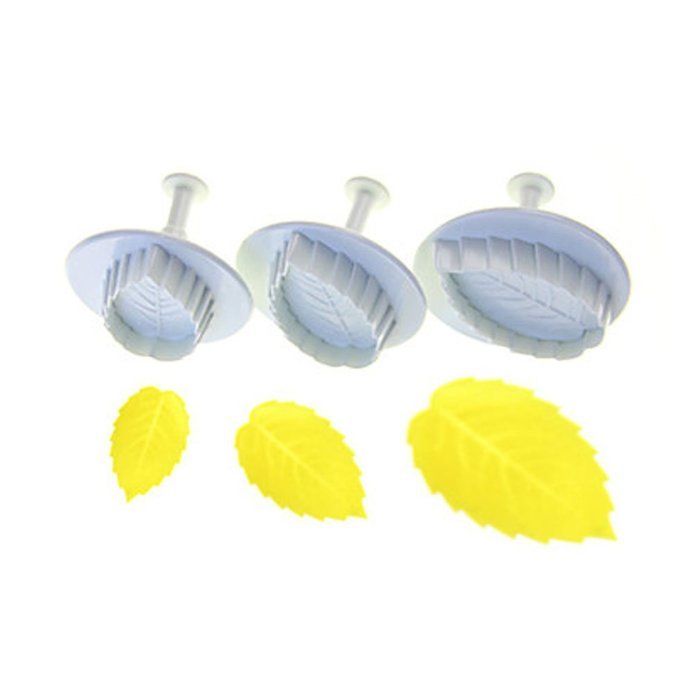 Yunko Baking Accessories Rose Leaf Shape Cake Cutter Set of 3 Pieces