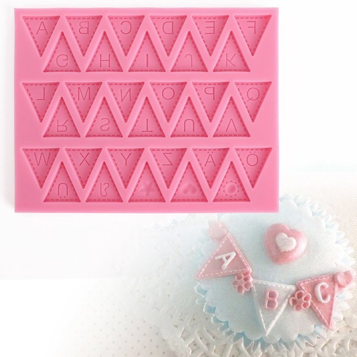 BleuMoo Letter Flag Lace Silicone Mold Cake Decorating Baking Chocolate Mould N4