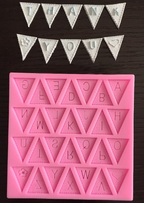 BleuMoo Letter Flag Lace Silicone Mold Cake Decorating Baking Chocolate Mould N5