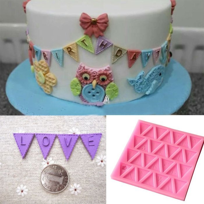 BleuMoo Letter Flag Lace Silicone Mold Cake Decorating Baking Chocolate Mould N7