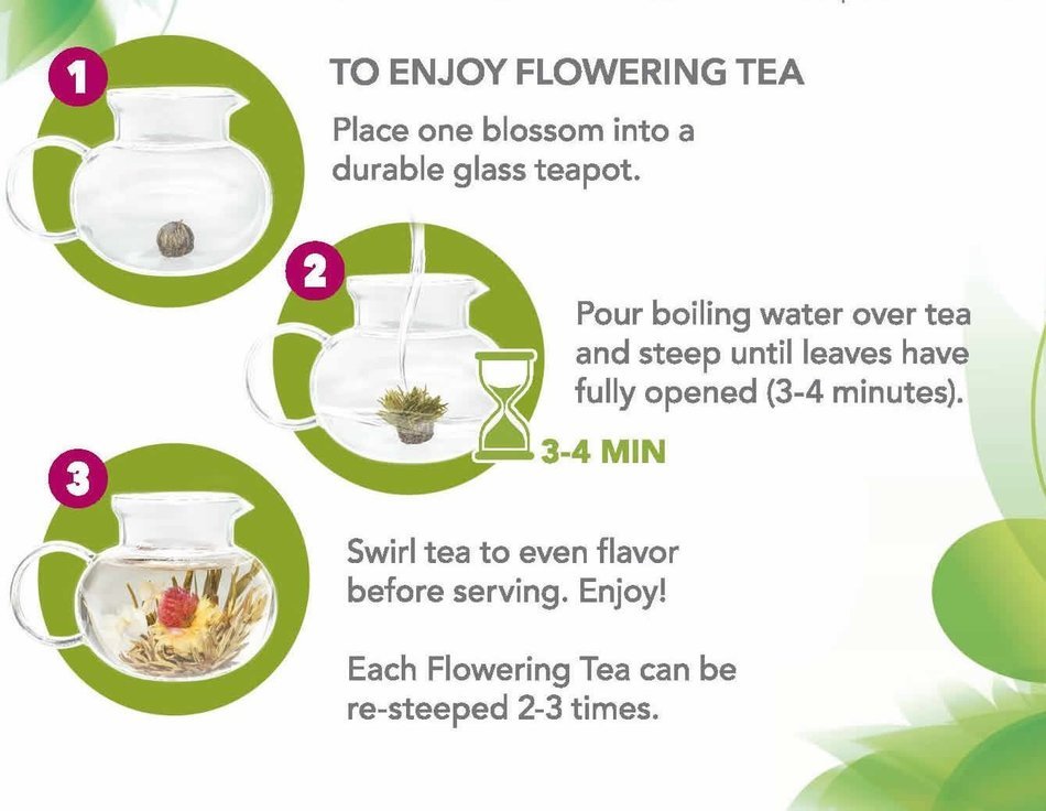 Teabloom Flowering Tea - 12 Heart Shaped Assorted Blooming Tea Flowers in a Beautiful Gift Canister - Fresh New... N7