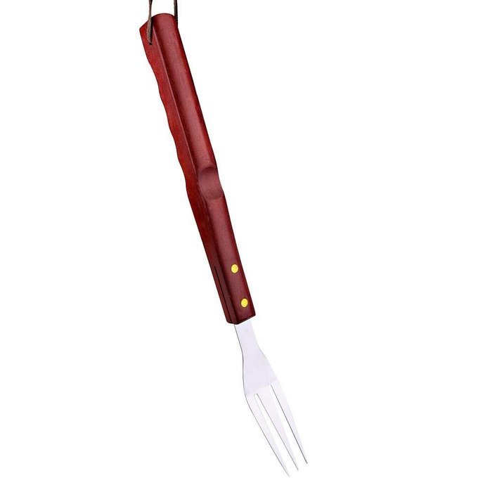 W&L 7PCS Stainless Steel BBQ Grill Tools Set Barbecue Accessories with Aprons Hard Wood Handles N3