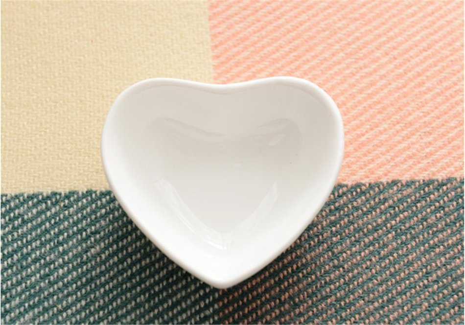 Elufly White Porcelain Mini Heart Dish 3'' Set of 2-8 (4)