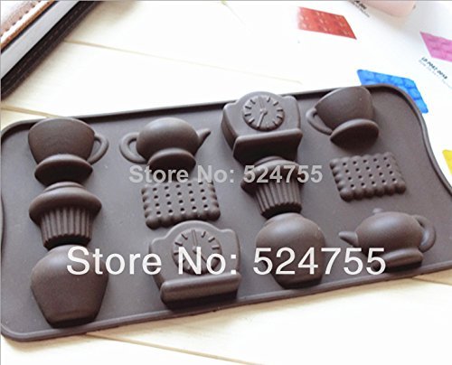 New 12 Holes Tea Cup Clock Teapot Diy Silicone Cake Mold Ice Chocolate Decorating Mould Kitchen Cooking Tools N3