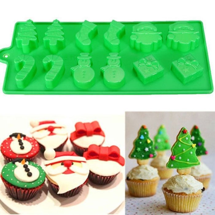 Bhbuy Xmas Tree Snowman Silicone Cake Candy Chocolate Decorating Mold Sugarcraft Mould