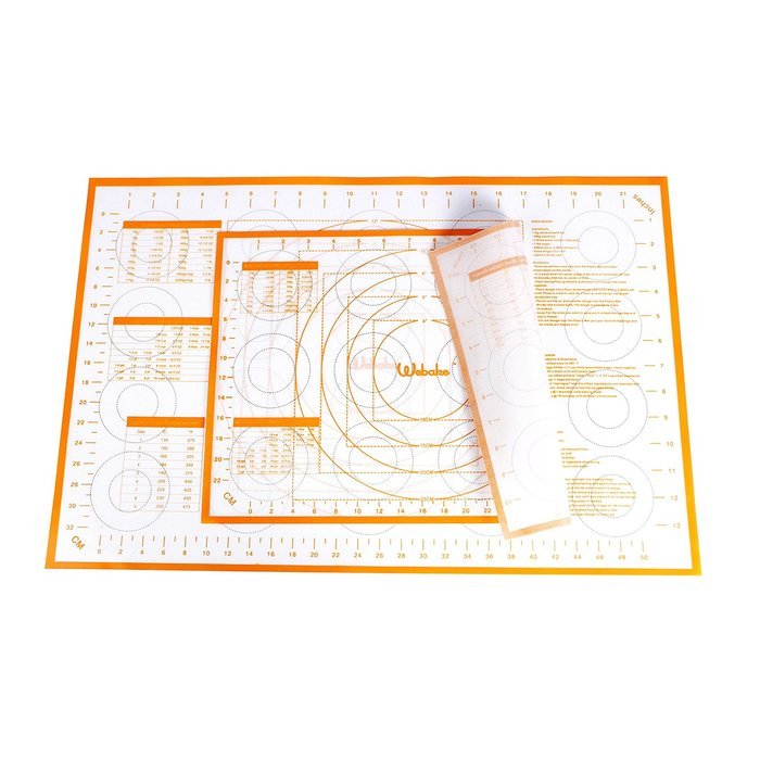 Webake 2 Pack Silicone Pastry Mat Large 23.6" x15.7" and 16.5" x 11.6" Baking Liner Recipe Measurements Non Slip...