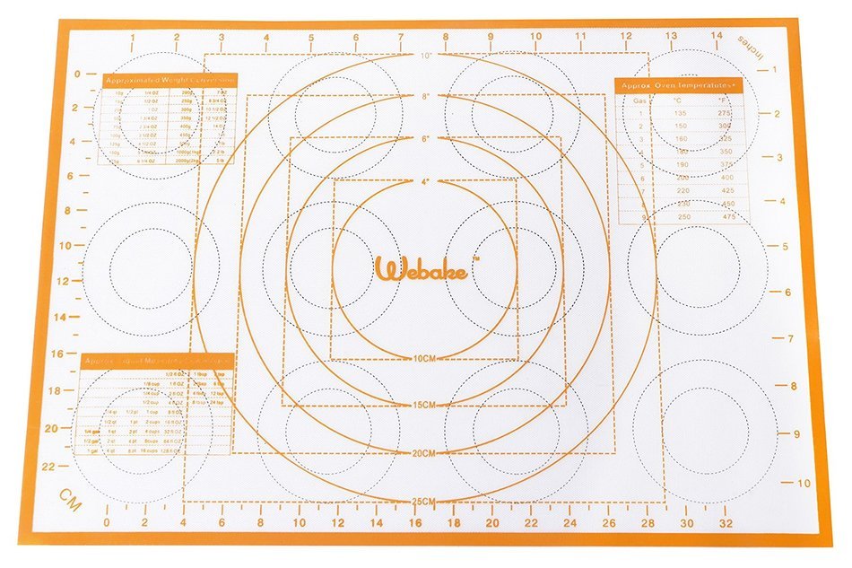 Webake 2 Pack Silicone Pastry Mat Large 23.6" x15.7" and 16.5" x 11.6" Baking Liner Recipe Measurements Non Slip... N3