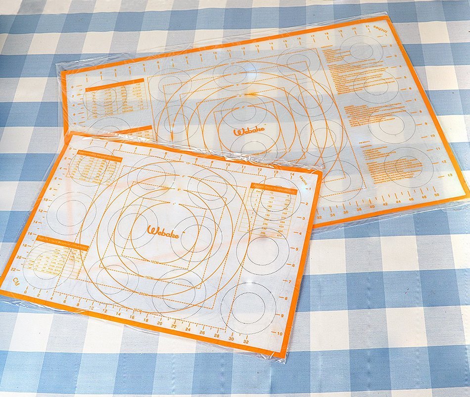 Webake 2 Pack Silicone Pastry Mat Large 23.6" x15.7" and 16.5" x 11.6" Baking Liner Recipe Measurements Non Slip... N6