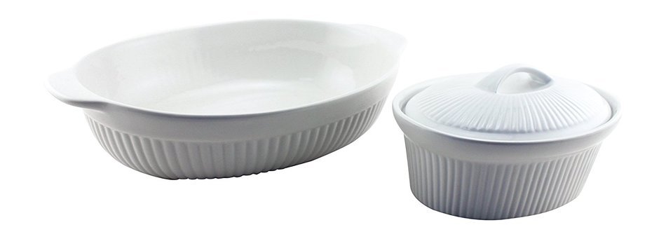 BergHOFF 2 Piece Bianco Oval Baking Dishes, White