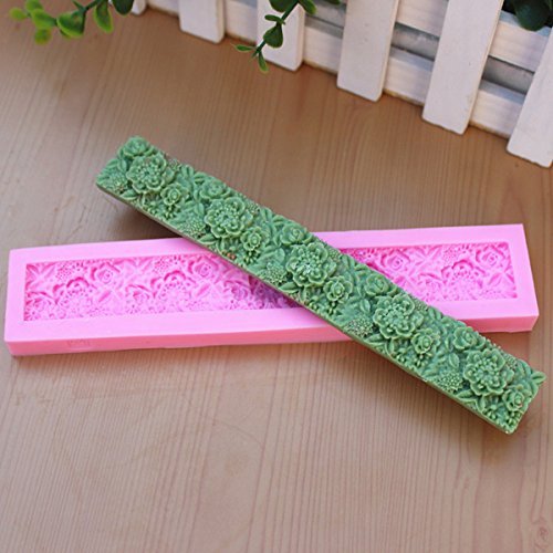 "Strip Cameo Flower Silicone Fondant Cake Mold Chocolate Mould" shopping N4