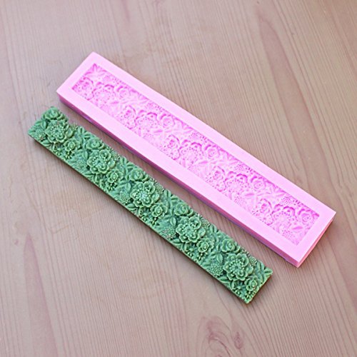 "Strip Cameo Flower Silicone Fondant Cake Mold Chocolate Mould" shopping N6