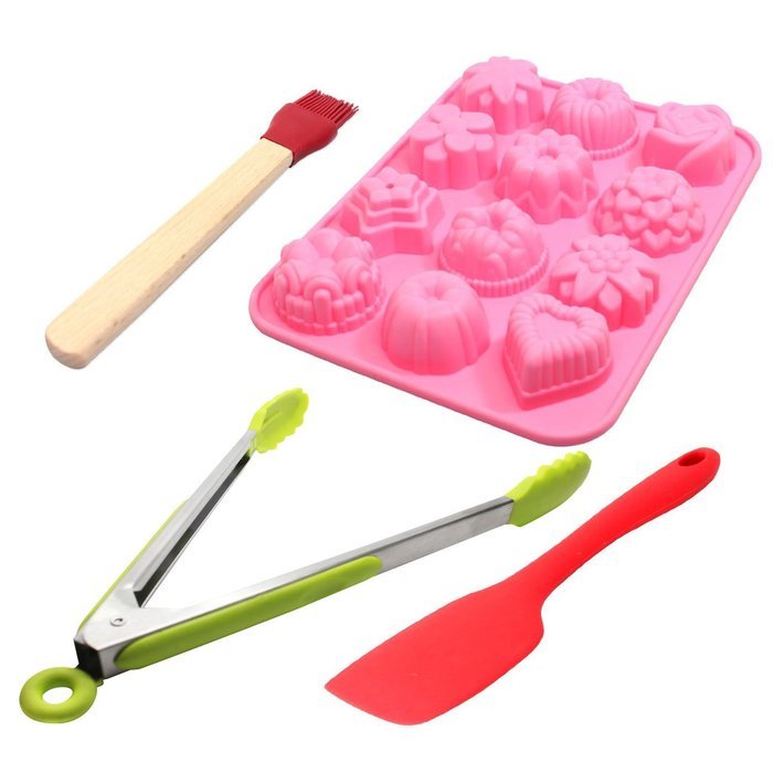 Silicone Bakeware Set - Silicone Molds For Cupcakes Silicone Kitchen Spatula Tongs With Silicone Tips & Silicone...