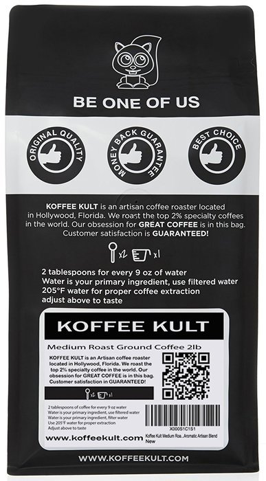 Koffee Kult - Medium Roast Coffee Beans (2 lb Whole Bean) Highest Quality Delicious Coffee - Fresh Gourmet Aromatic... N14