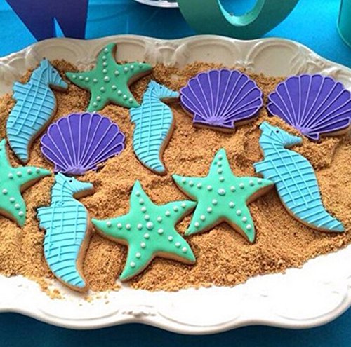 Yunko Sea Creature Cookie Cutters Plungers for Cake Decoration Fondant Bakeware N3