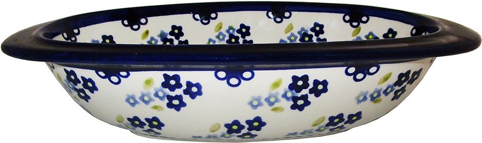 Boleslawiec Stoneware - Polish Pottery Oval Baking Dish - Forget-Me-Not N5