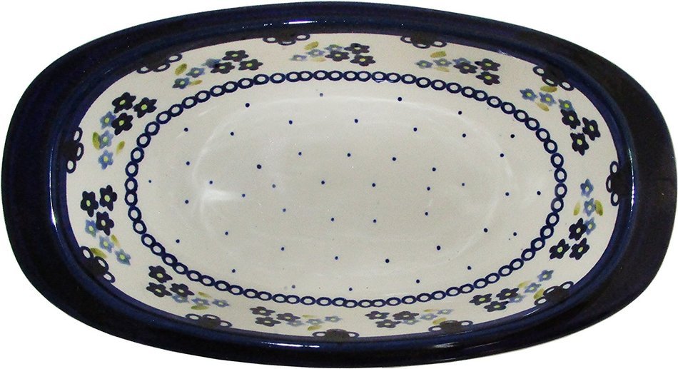 Boleslawiec Stoneware - Polish Pottery Oval Baking Dish - Forget-Me-Not N6