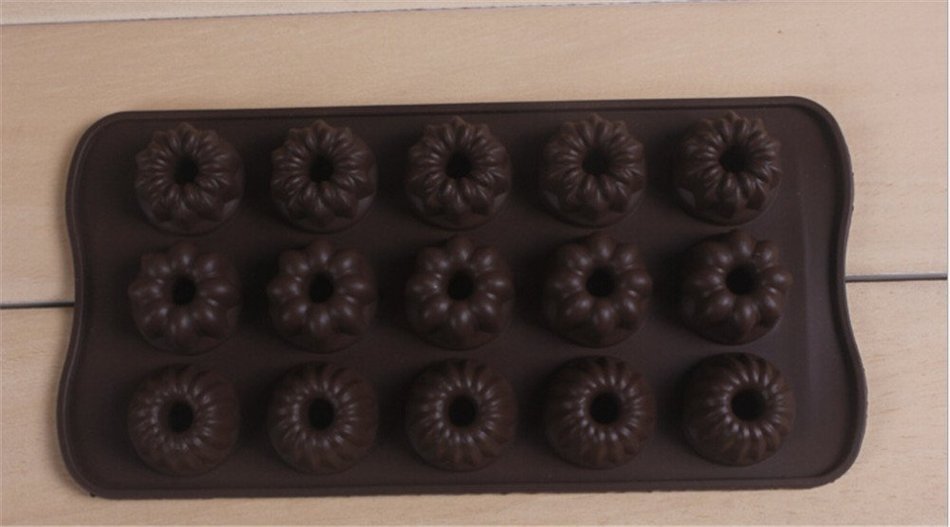 DGI MART 3D DIY Silicone Mold 15-cavity 3 Kinds Flowers Shape Ice Cake Chocolate Sugar Silicone Mini Cube Craft... N2