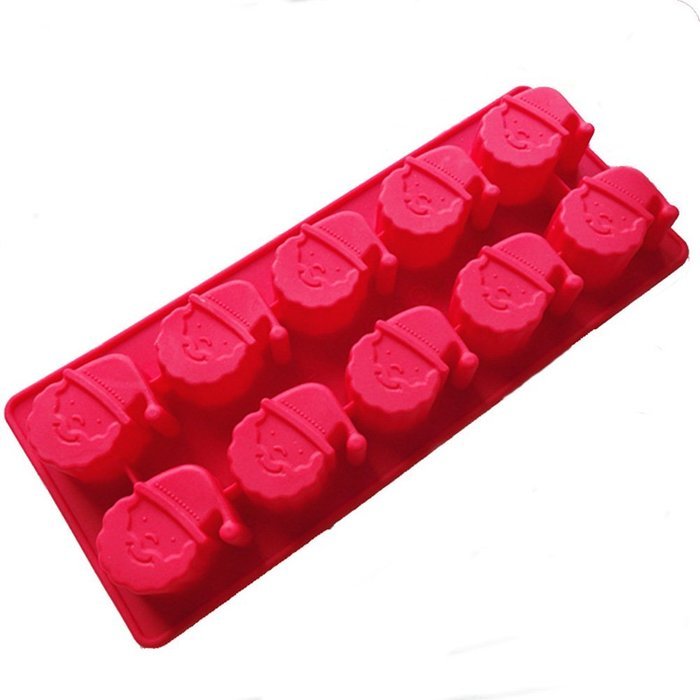 Qingsun 10 Cavity Christmas Santa Claus Head Shaped Silicone Molds for Homemade Handmade Cake Chocolate Jelly...
