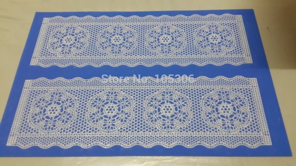 41x27.5cm Silicone Mold Rectangle Baking Flower Pattern Cake Decorating Tools Color Yellow N3