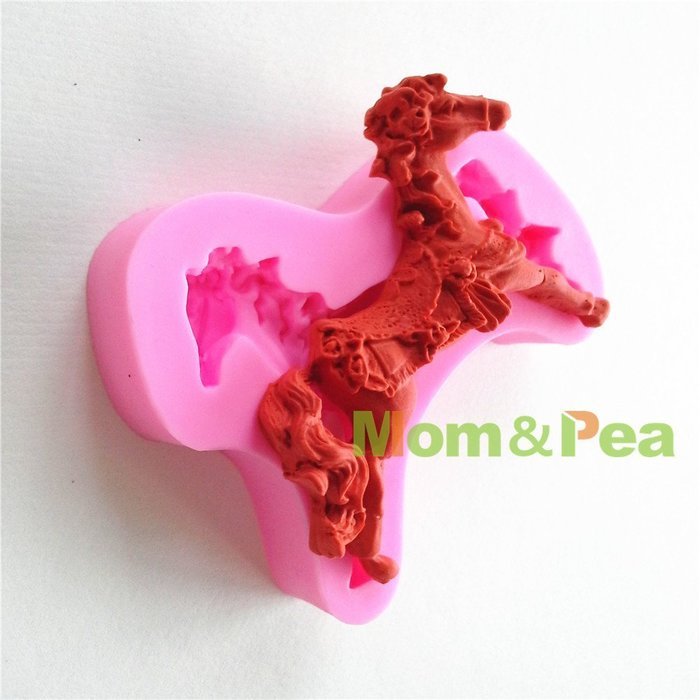 Mom&pea 0645 Horse Shaped Silicone Mould for Fondant Cake Sugar Paste Cake Decoration 3d Cake Toppers Mold 9.9... N2