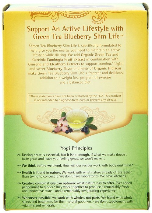 Yogi Blueberry Slim Life Green Tea, 16 Tea Bags (Pack of 6) N3